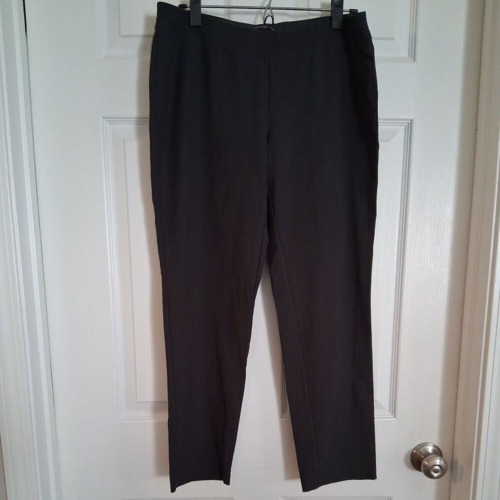 Eileen Fisher Black Stretch Knit Pants Medium M Made In USA Excellent Condition